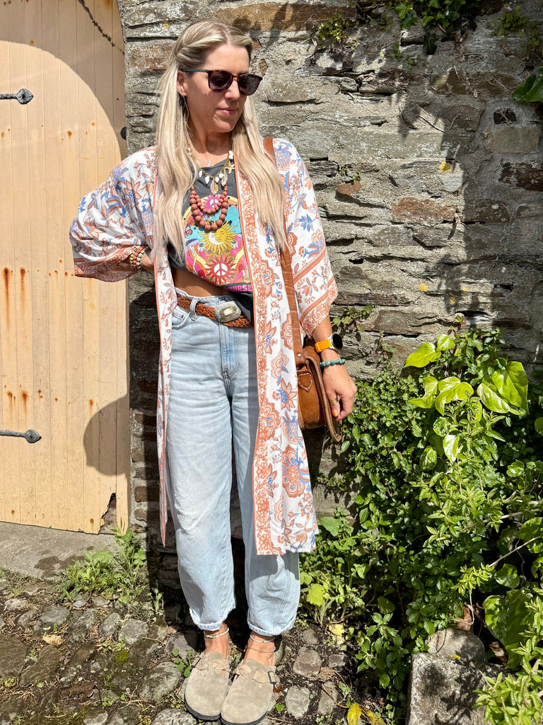 Paisley floral kimono