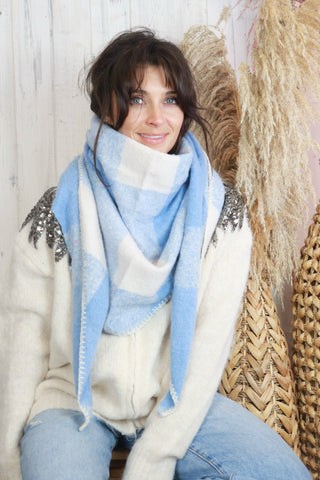 Light blue check scarf