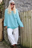 V neck knit jumper (Aqua)