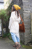 Fringe cable knit cardigan