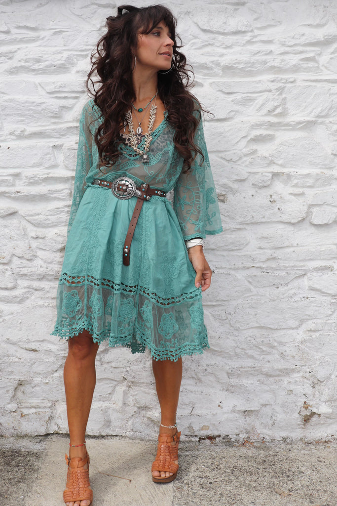 Floral lace tunic (Teal)