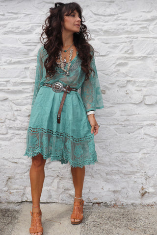 Floral lace tunic (Teal)