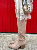 Embellished western knee high boots