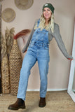 Light wash denim dungarees