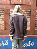 Shearling lined faux suede coat