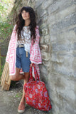 Pink granny square crochet cardigan