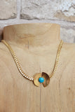 Disc necklace with turquoise stone (Gold)