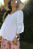 White cotton peasant blouse