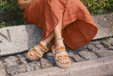 Tan whip stitch sandals