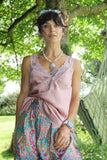 Lace trim silky cami (Dusty pink)