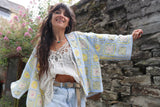 Light blue floral crochet cardigan