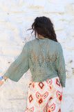 Open knit wrap blouse