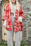 Floral printed red kimono
