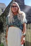 Sequin and feather detail top (Mint)