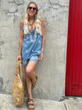 Floral embroidered cami (Light denim)
