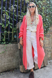 Long knit cardigan (Raspberry)