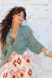 Open knit wrap blouse