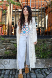 Floral crochet kimono