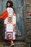 Long crochet patchwork cardigan