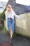 Side split denim skirt
