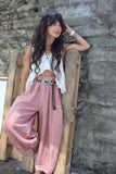 Pink linen balloon trousers