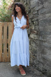 Sky blue Cheesecloth tiered dress