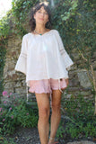Taupe cotton peasant blouse