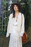 Lace trim beige cardigan