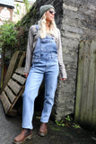 Light wash denim dungarees