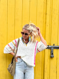 Colourful stripe crochet top