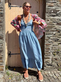 Sequin embellished denim dress