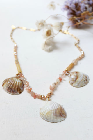 Pink beaded shell necklace