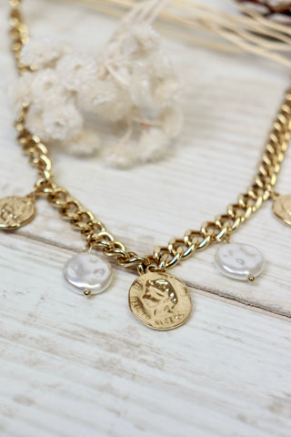 Coin charm necklace (Gold)
