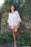 Taupe cotton peasant blouse
