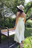 Butter yellow striped floral dress