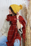 Waffle knit check scarf