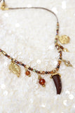 Horn and charm necklace (Gold)