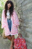 Pink granny square crochet cardigan