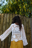 Floral circle crochet top (white)