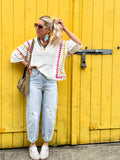 Colourful stripe crochet top