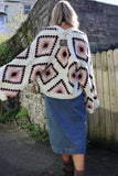 White border diamond granny square cardigan