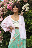 Crochet and embroidered kimono (Pink)