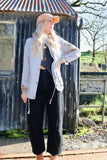 Grey blue beaded utility jacket