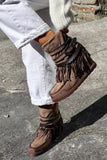 Taupe western wedge boot