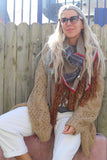 Embroidered fringe star scarf (Taupe)