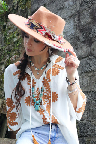 Distressed scarf western hat