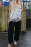 Lace trim silky cami (Champagne)