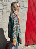 Coral border floral kimono