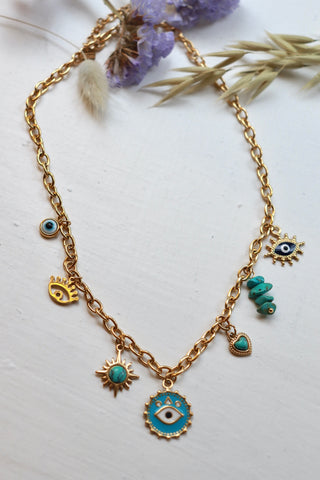 Evil eye charm necklace