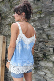 Crochet embellished cami (Blue)